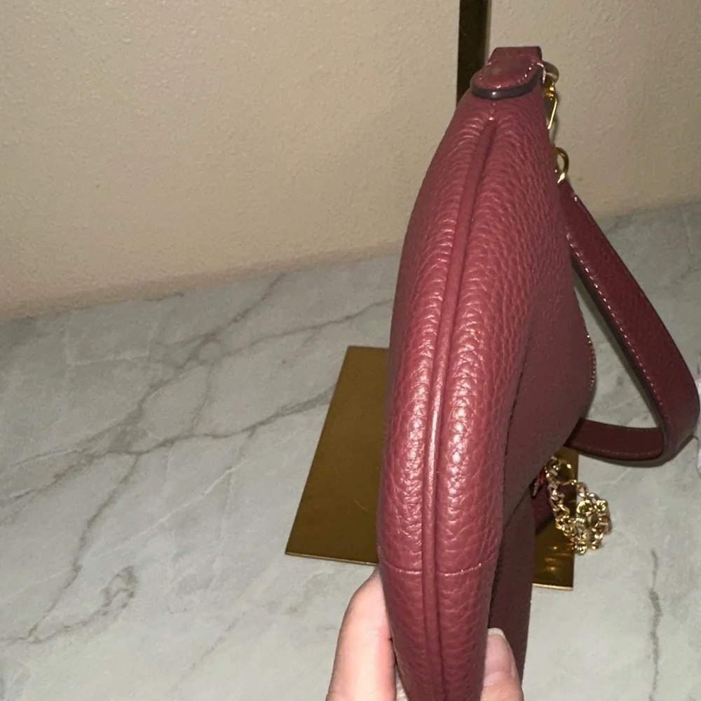 Coach Dark Red Leather Shoulder Bag with Gold Accents - Picture 8 of 8
